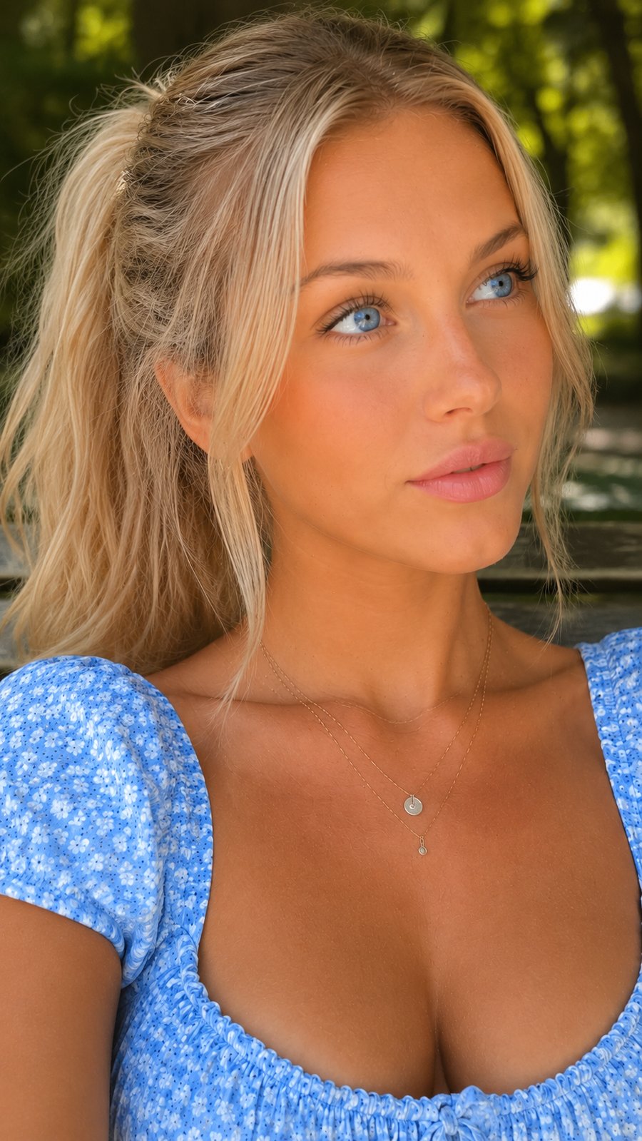 Ines Martins in a park, close up